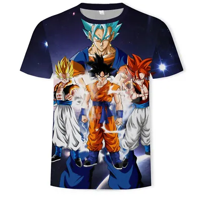 Buy Mens Anime DBZ 3D Super Saiyan Son Goku Combat Short Sleeve T-shirt Adult S-6XL • 15.59£