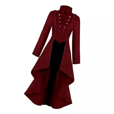 Buy Womens Steampunk Gothic Long Jacket Cosplay Costume Suit Red • 25.98£