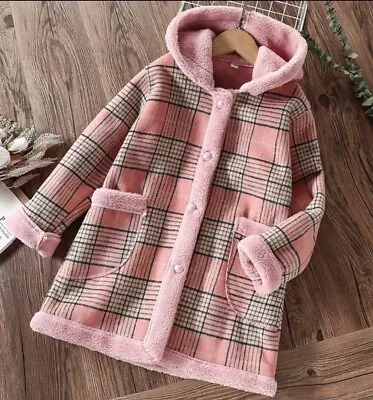 Buy Girls Fleece Coat Jacket Pink With Hoodie And Pockets Size 160 • 8.95£