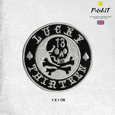 Buy Lucky 13 Round Patch Iron On Sew On Badge Embroidered Patch  • 2.49£