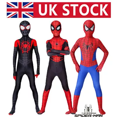 Buy Children Spiderman Costume Boys Super Hero Fancy Dress Child Cosplay Clothes UK • 14.99£