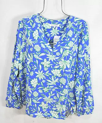 Buy Emily Daniels Women's Shirt XL Beautiful Summer Blue Green Flower Blouse NWT • 23.62£
