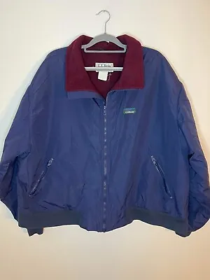 Buy Vintage LL Bean Jacket Navy Blue Warm Up Bomber Fleece Blanket Lined XL • 28.93£