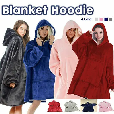 Buy Hoodie Blanket Reversible Oversized Ultra Plush Sherpa Giant Hooded Sweatshirt • 6.99£