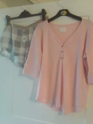 Buy Womans Matalan Time To Dream Pink & Grey Fashion Pyjama Set Size M 14 UK • 3.95£