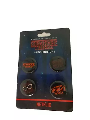 Buy New Stranger Things Buttons 4 Pack Official Merch Netflix Loungefly Pinbacks • 12.06£