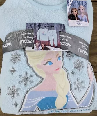 Buy NEW Disney Frozen Elsa Trousers Snow Flake Fleece Pyjamas Set Top Gift 6-7 Year • 14.99£