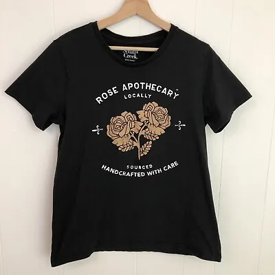 Buy SCHITT$ CREEK Rose Apothecary Black Semi Cropped T-shirt Size XL Short Sleeve • 14.45£