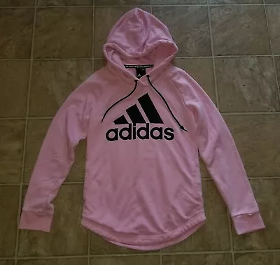 Buy Adidas Hoodie Sweatshirt Sz Xs Pink Logo Front 2 Pockets Women U2 • 18.77£