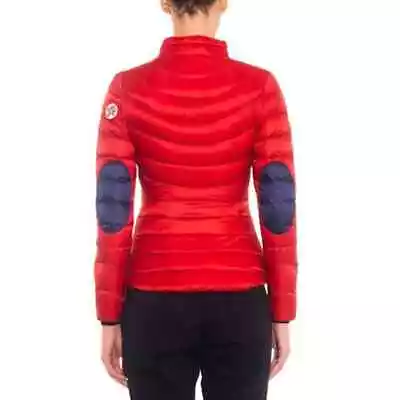 Buy Perfect Moment Lightweight Down Elbow Patch Puffer Jacket Red • 197.79£