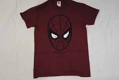 Buy Spiderman Head Maroon T Shirt New Official Marvel Comics Rare • 8.99£