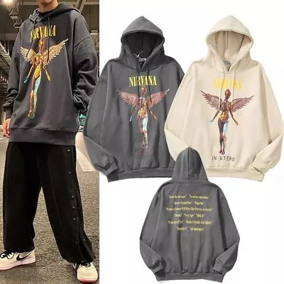 Buy 2024 Luxury Nirvana Dark Angel Distressed Hoodie Sweater Rock Hip Hop Sweatshirt • 28.50£