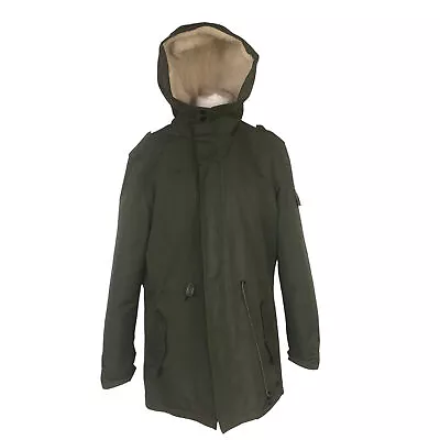 Buy Blend Ladies Parka Jacket Coat Green Size XL Hooded Faux Sherpa Lined Zip Up • 49.95£