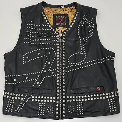 Buy Fender Rockwear Leather Studded Vest Jacket Large Rock Music Rare • 124.99£