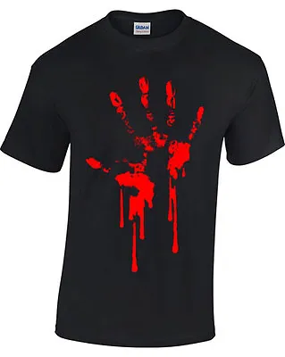 Buy BLOOD HAND PRINT T-Shirt Mens Womens Zombie Gothic Horror Evil Splatter • 11.95£