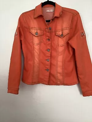 Buy Ladies Stylish Orange Short Denim Look Jacket ( Size T4 ) • 6.99£