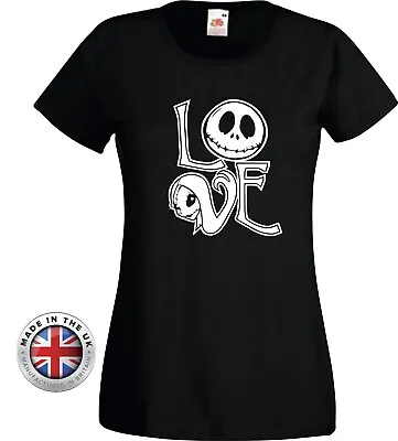Buy Nightmare Before Christmas JACK + SALLY 'LOVE' Black Unisex,ladies Fit T-shirt • 12.99£