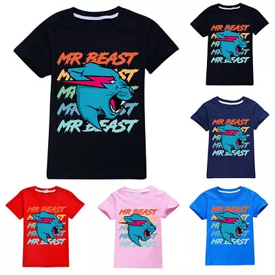 Buy Kids Boys Girls Mr Beast Short Sleeve Cotton T Shirt Youtuber Merch Gamer Tops • 5.98£