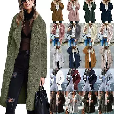 Buy Femmes Winter Frauen Teddy Bear Coat Fleece Jacket Long Overcoat Warm Outwear • 13.07£