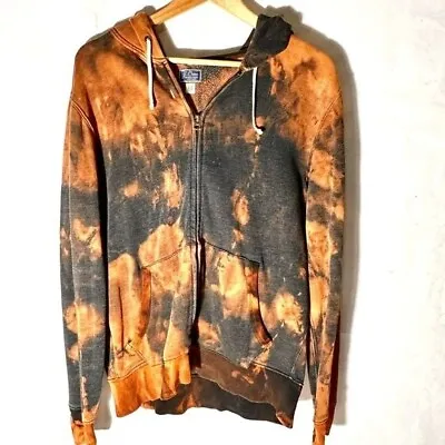 Buy J Crew Zip Up Hoodie Black Sweatshirt Size Medium Fleece Vintage Grunge Dyed • 23.15£