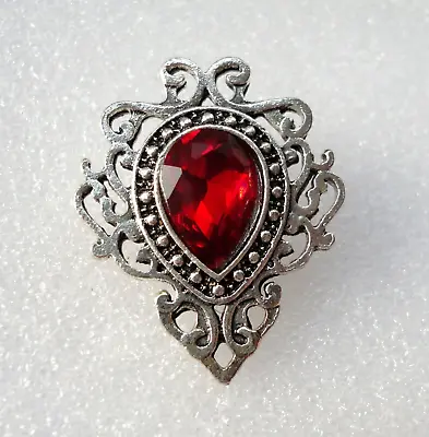Buy Victorian Style Gothic Brooch Vampire Costume Jewellery Bright Red Blood Crystal • 4.99£