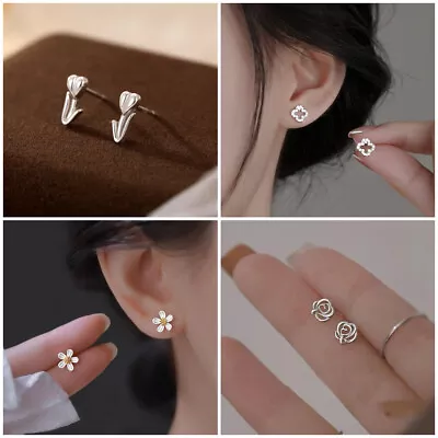 Buy 925 Sterling Silver Cute Flower Small Stud Earrings Women Girl Jewellery Gift UK • 3.59£