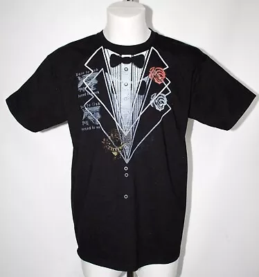 Buy Black Tuxedo Born To Fish Forced To Work Short Sleeve T Shirt Top Angler Large • 4.99£