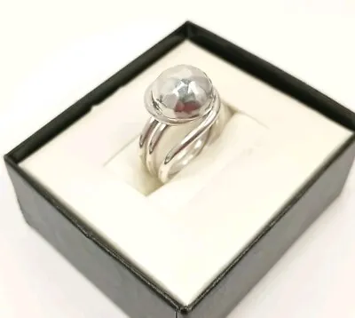 Buy MY ESTATE JEWELRY Unique Vtg 925 Sterling Silver Hammerd Dome Textured Wide Ring • 0.80£