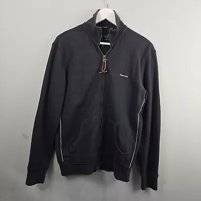 Buy Armani Jeans Jumper Mens Large Black Full Zip Long Sleeve Cotton Blend Jacket • 22.99£