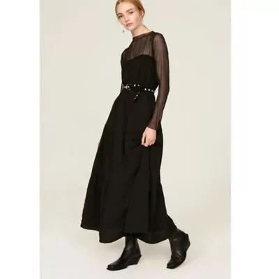 Buy Pamela Love M Maxi Dress Black Sheer Victorian Adams Long Sleeve Goth Punk Rock • 96.50£