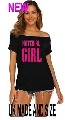 Buy MATERIAL GIRL 1980 S SLASH Neck  Off The Shoulder T Shirt  UK Sizes Xs To 6x • 9.99£