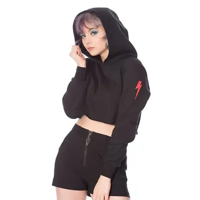 Buy Banned Apparel Thunderbolt Cropped Womens Hoodie • 25.25£