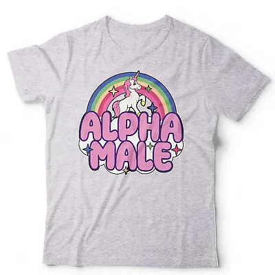Buy Alpha Male Tshirt Unisex Funny Fathers Day Unicorn Joke Prank Novelty Gift • 9.79£