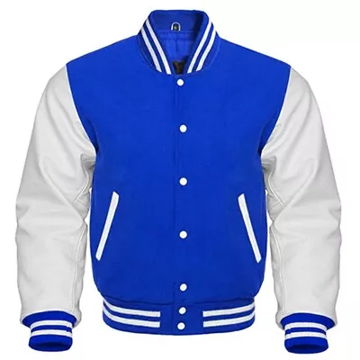 Buy Varsity Baseball Bomber Letterman Jacket Wool Blend & White Leather Sleeves • 74.99£