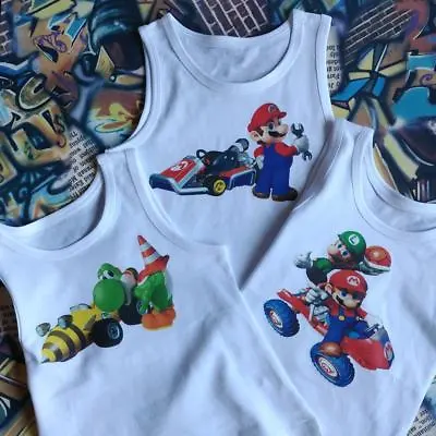 Buy 3 Pack Super Mario Mario Kart Cartoon Boys Vests & Sirt T-shirt  • 16£