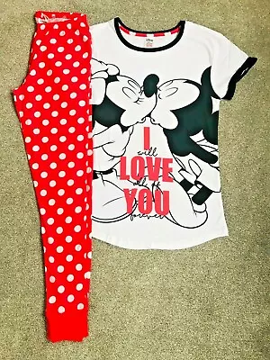 Buy NEW Ladies Mickey Mouse Pyjamas Disney Minnie Mouse I Love You Lounge Wear PJ's • 13.99£