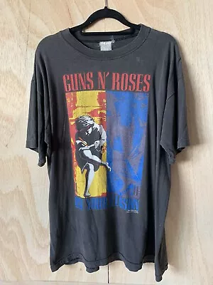 Buy Vintage Guns N Roses Use Your Illusion Tour T Shirt UK Europe 1991 - 1993 L • 120£