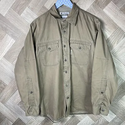 Buy COLUMBIA SPORTSWEAR Tan Flannel Fleece Lined Button-Up SHIRT/JACKET Men's Medium • 29.99£