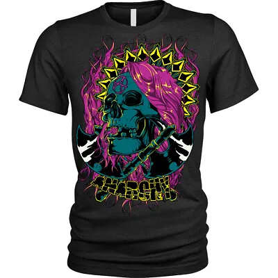Buy Anarchy T-Shirt Skull Axes Biker Gothic Rock Punk Metal Skeleton Unisex Mens • 11.95£