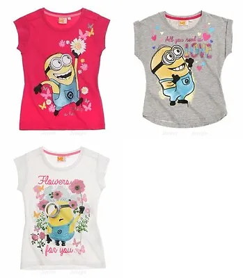 Buy Girls Minions T-shirt Summer T-shirts Short Sleeve Crew Neck • 7.89£