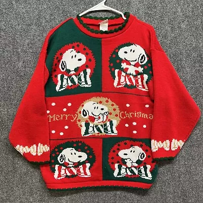 Buy Vintage Snoopy & Friends Women’s Sweater Size Large Christmas Knit Made In USA • 32.11£