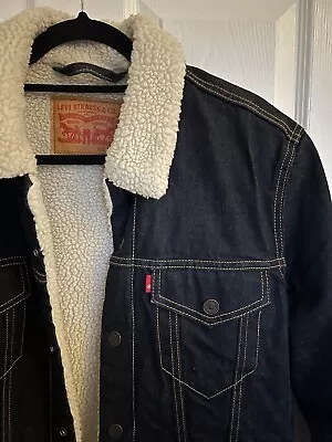 Buy Levi’s Men’s Dark Denim Jacket, Fleece Lined, In Medium • 25£