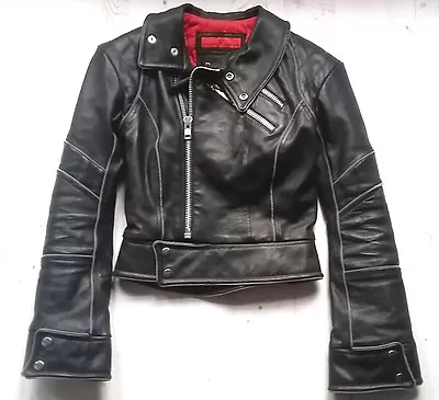 Buy Real Leather Fitted Biker Jacket Slim Punk Gothic Westwood Bespoke Satya James • 265£