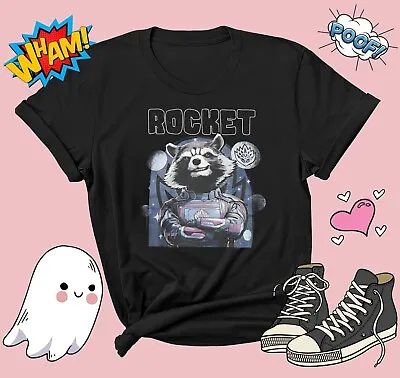 Buy Retro Rocket Raccoon T-shirt T Shirt Men Women Unisex Tshirt G753 • 11.95£