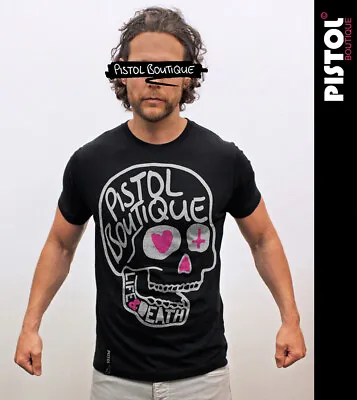 Buy Pistol Boutique Men's Standard Black Crew Neck LIFE & DEATH DOODLE SKULL T-shirt • 22.49£