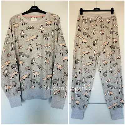 Buy Next Ladies Cute And Cosy Grey Fox Design Soft Touch Pyjamas - Medium (uk 12-14) • 26.99£