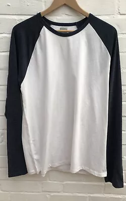 Buy New Mens ASOS Raglan Top T Shirt 2XL XXL White Blue Long Sleeve  • 14.99£