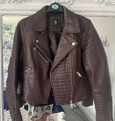 Buy River Island Studio Soft Leather Burgundy Jacket 14 • 25£