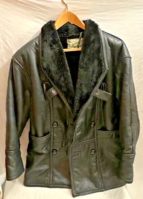 Buy Vintage Leather Jacket Fur Lining - Made In England Late Mid 1970's SIZE 40 Inch • 25£
