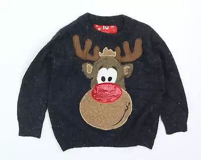 Buy TU Boys Grey Acrylic Pullover Jumper Size 12-18 Months Pullover - Rudolph Christ • 2.50£